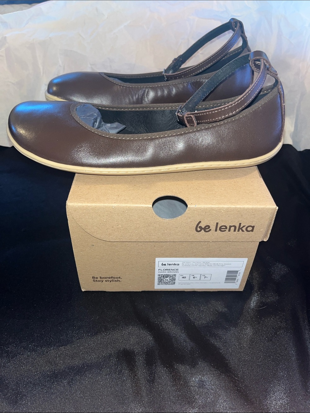 Be Lenka FLORENCE Dark Brown Leather Ballet Flat with Ankle-Strap - Picture 13 of 14